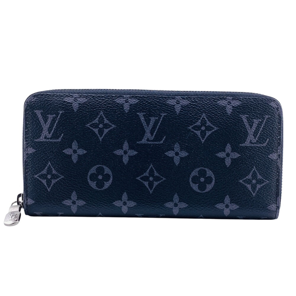 LOUIS VUITTON Long Wallet Purse M62295 leather black Zip Around Monogram Eclipse Zippy Wallet Horizontal mens(Unisex) Used Authentic