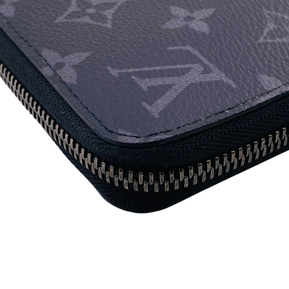 LOUIS VUITTON Long Wallet Purse M62295 leather black Zip Around Monogram Eclipse Zippy Wallet Horizontal mens(Unisex) Used Authentic
