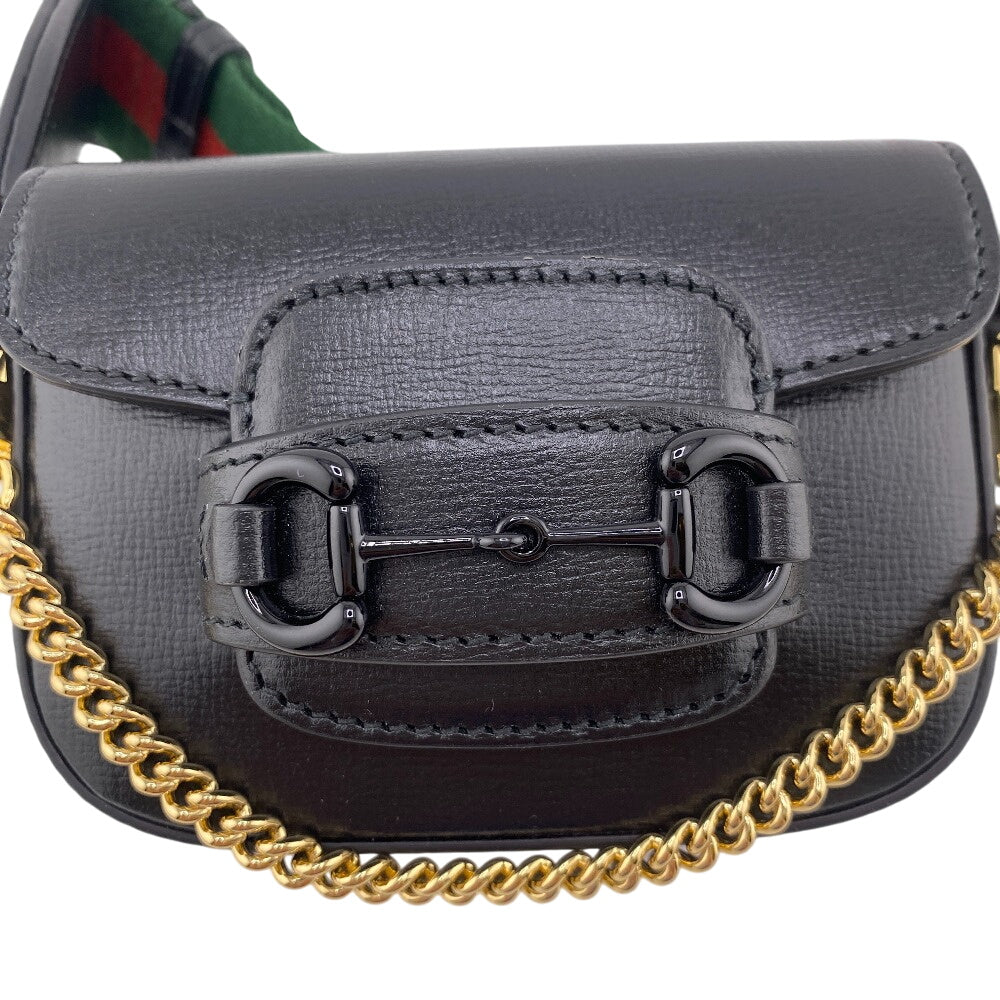 GUCCI Travel pouch 726863 leather black Mini Horsebit