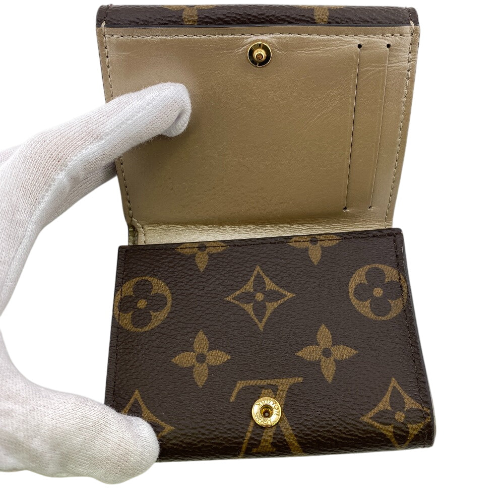 LOUIS VUITTON Tri-fold wallet M81667 leather Brown Portefeuille Monogram Celest Women Used Authentic