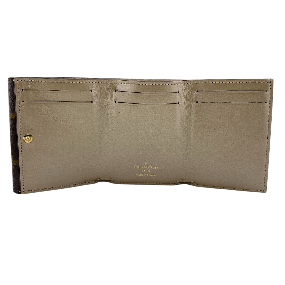 LOUIS VUITTON Tri-fold wallet M81667 leather Brown Portefeuille Monogram Celest Women Used Authentic
