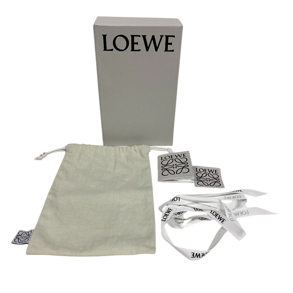 LOEWE Long Wallet Purse leather black Zip Around knot Women Used Authentic