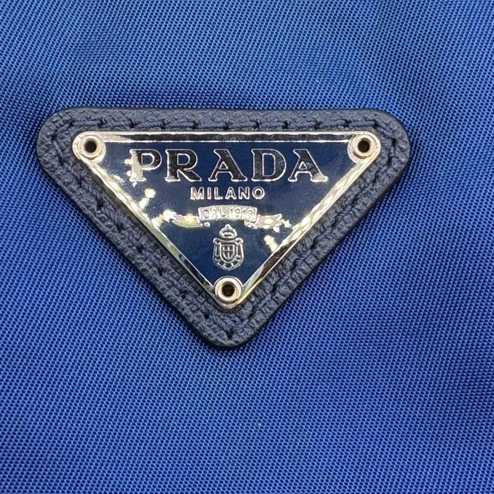 PRADA Pouch Nylon Navy Triangle Women Used Authentic