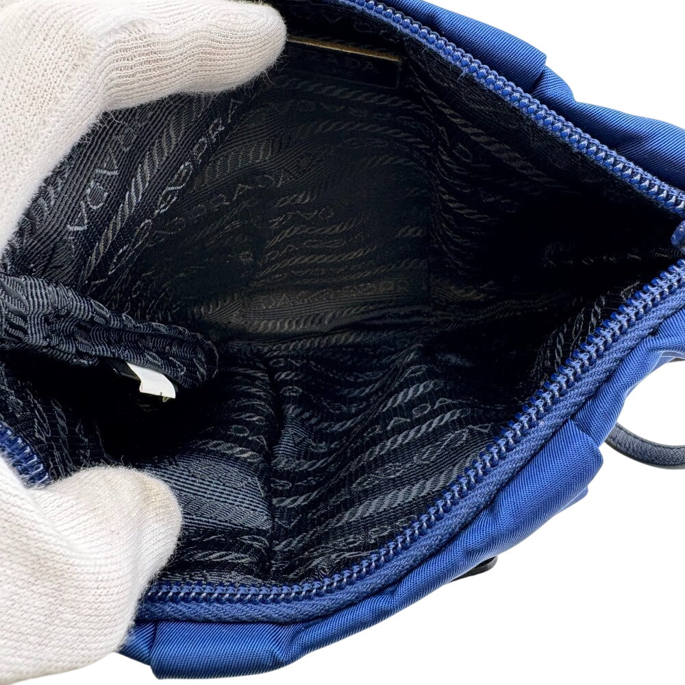 PRADA Pouch Nylon Navy Triangle Women Used Authentic
