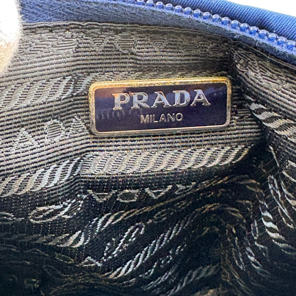 PRADA Pouch Nylon Navy Triangle Women Used Authentic