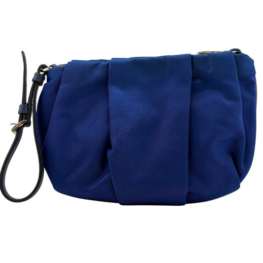 PRADA Pouch Nylon Navy Triangle Women Used Authentic