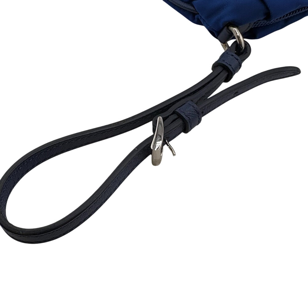 PRADA Pouch Nylon Navy Triangle Women Used Authentic