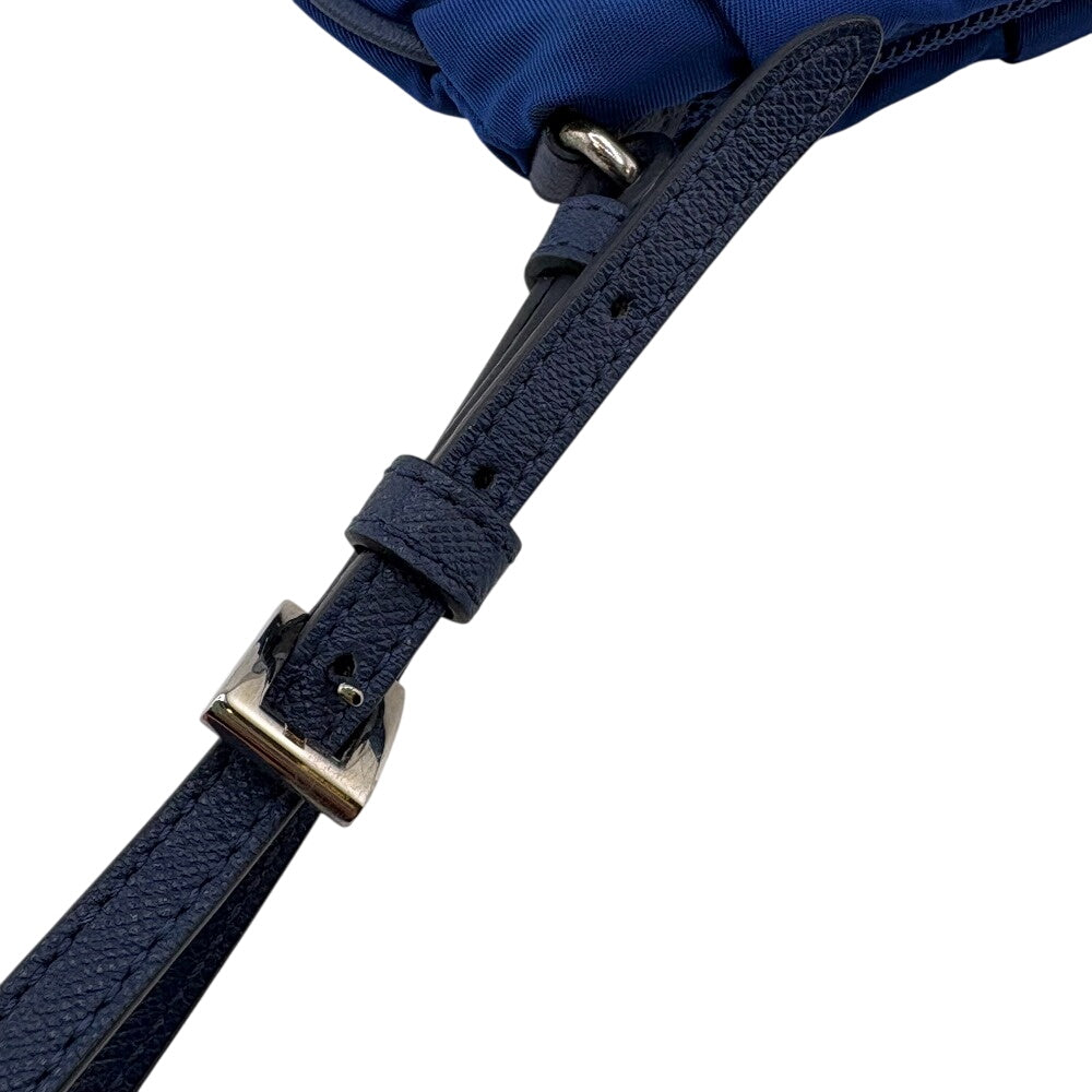 PRADA Pouch Nylon Navy Triangle Women Used Authentic