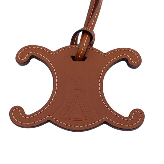 CELINE charm leather Brown Triomphe Women Used Authentic