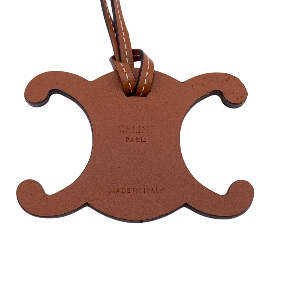 CELINE charm leather Brown Triomphe Women Used Authentic