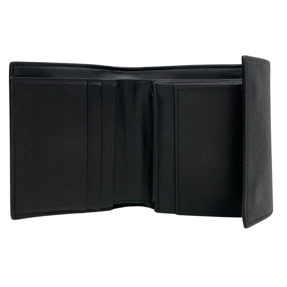 CELINE Tri-fold wallet leather black Trifold Small trifold Women Used Authentic