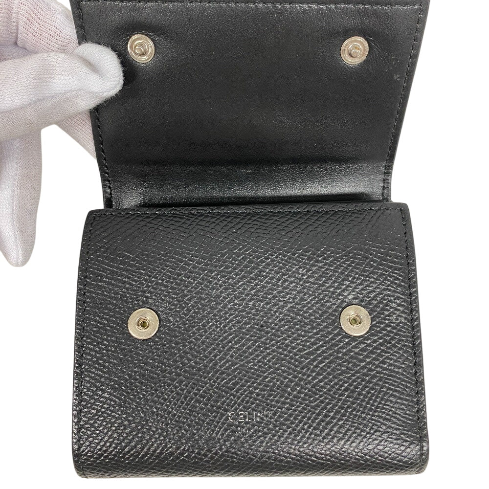 CELINE Tri-fold wallet leather black Trifold Small trifold Women Used Authentic