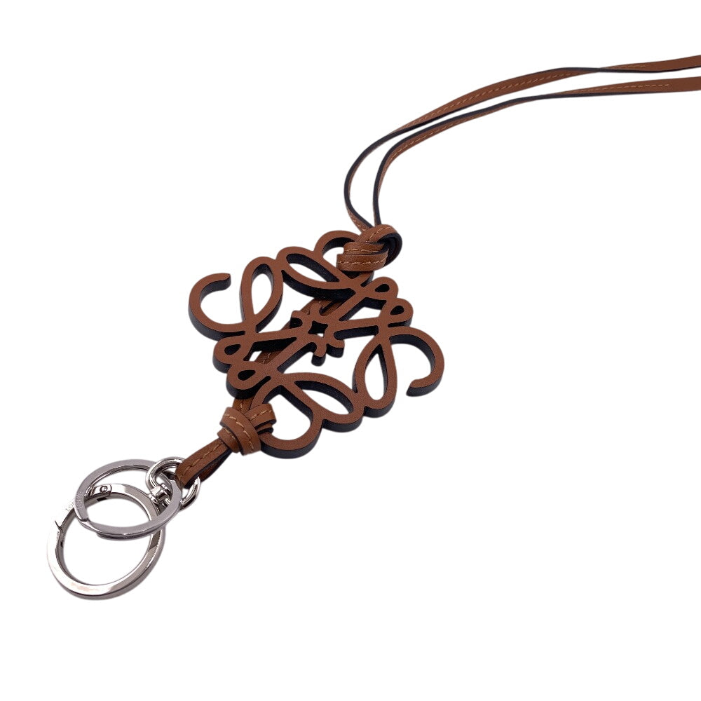 LOEWE charm Calfskin Brown anagram Women Used Authentic