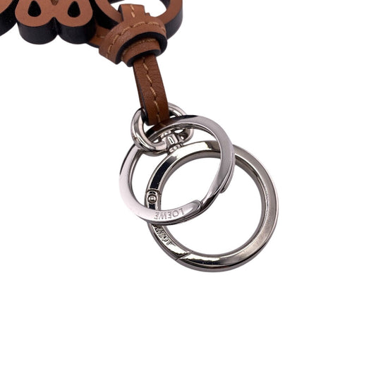 LOEWE charm Calfskin Brown anagram Women Used Authentic