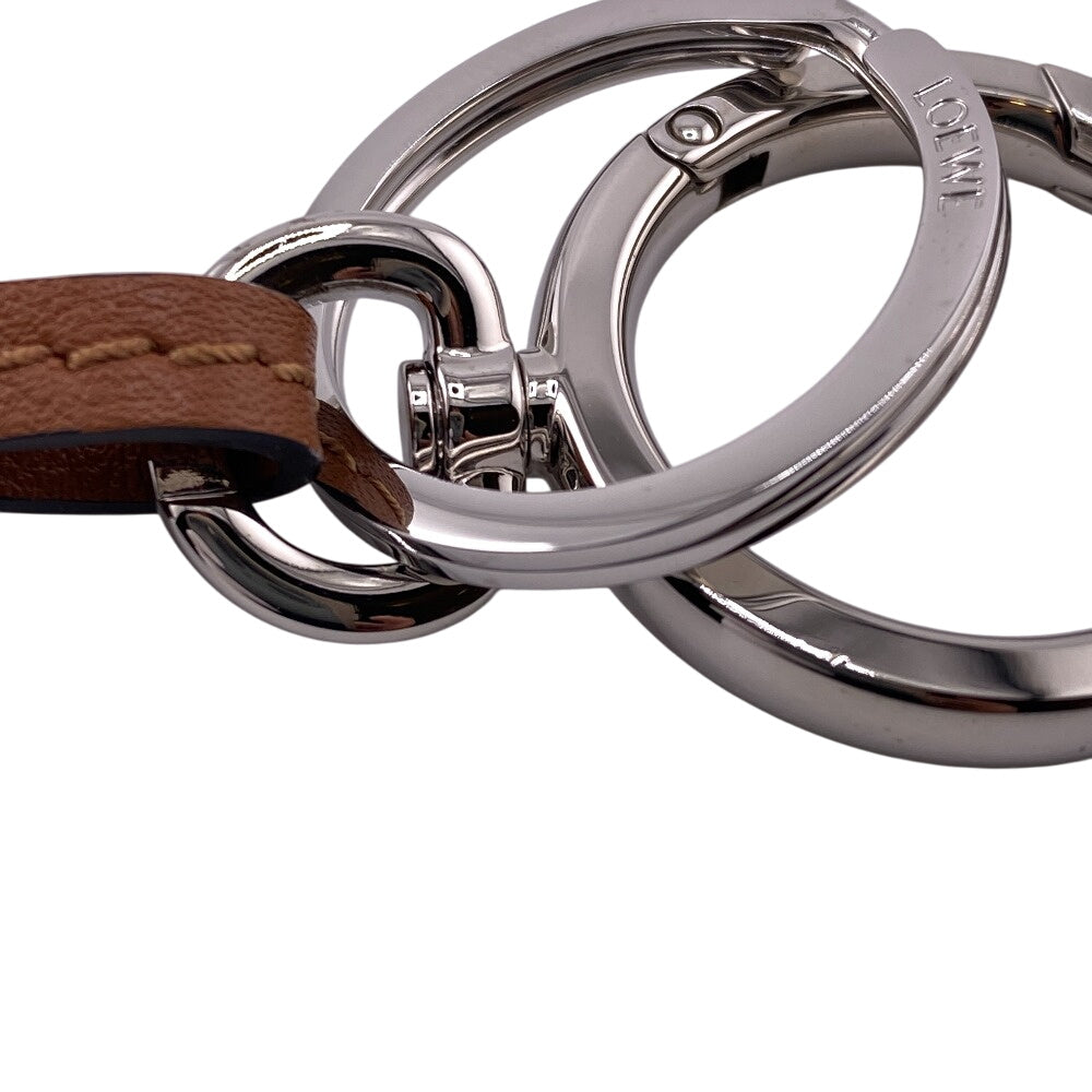LOEWE charm Calfskin Brown anagram Women Used Authentic