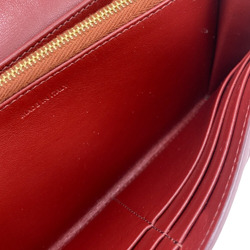 CELINE Long Wallet Purse 10B563 leather Bordeaux BEL LARGE FLAP WALLET Women Used Authentic