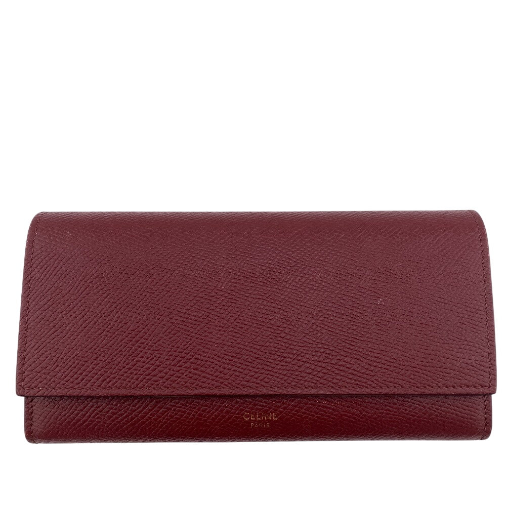 CELINE Long Wallet Purse 10B563 leather Bordeaux BEL LARGE FLAP WALLET Women Used Authentic