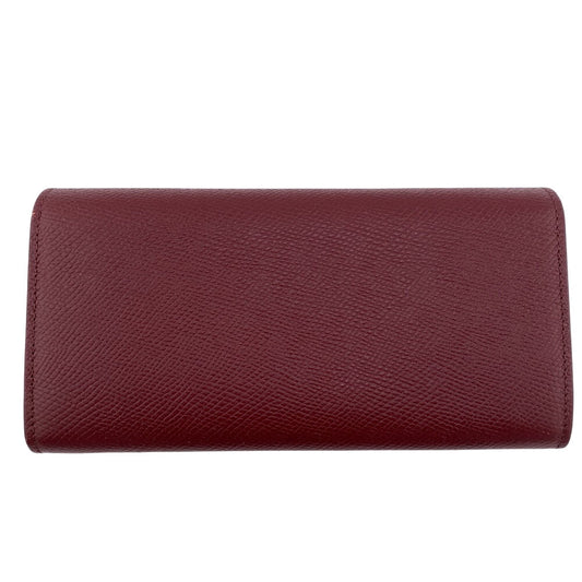 CELINE Long Wallet Purse 10B563 leather Bordeaux BEL LARGE FLAP WALLET Women Used Authentic