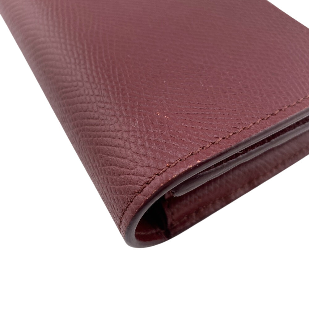 CELINE Long Wallet Purse 10B563 leather Bordeaux BEL LARGE FLAP WALLET Women Used Authentic