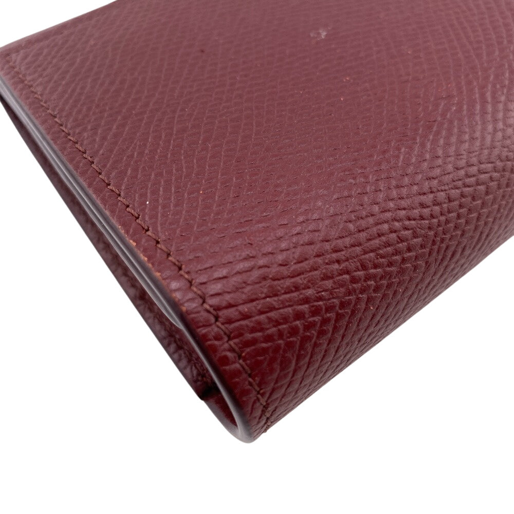 CELINE Long Wallet Purse 10B563 leather Bordeaux BEL LARGE FLAP WALLET Women Used Authentic