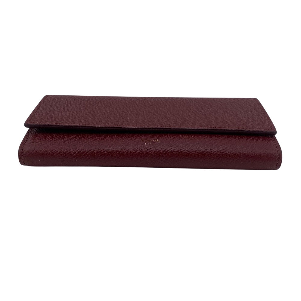 CELINE Long Wallet Purse 10B563 leather Bordeaux BEL LARGE FLAP WALLET Women Used Authentic