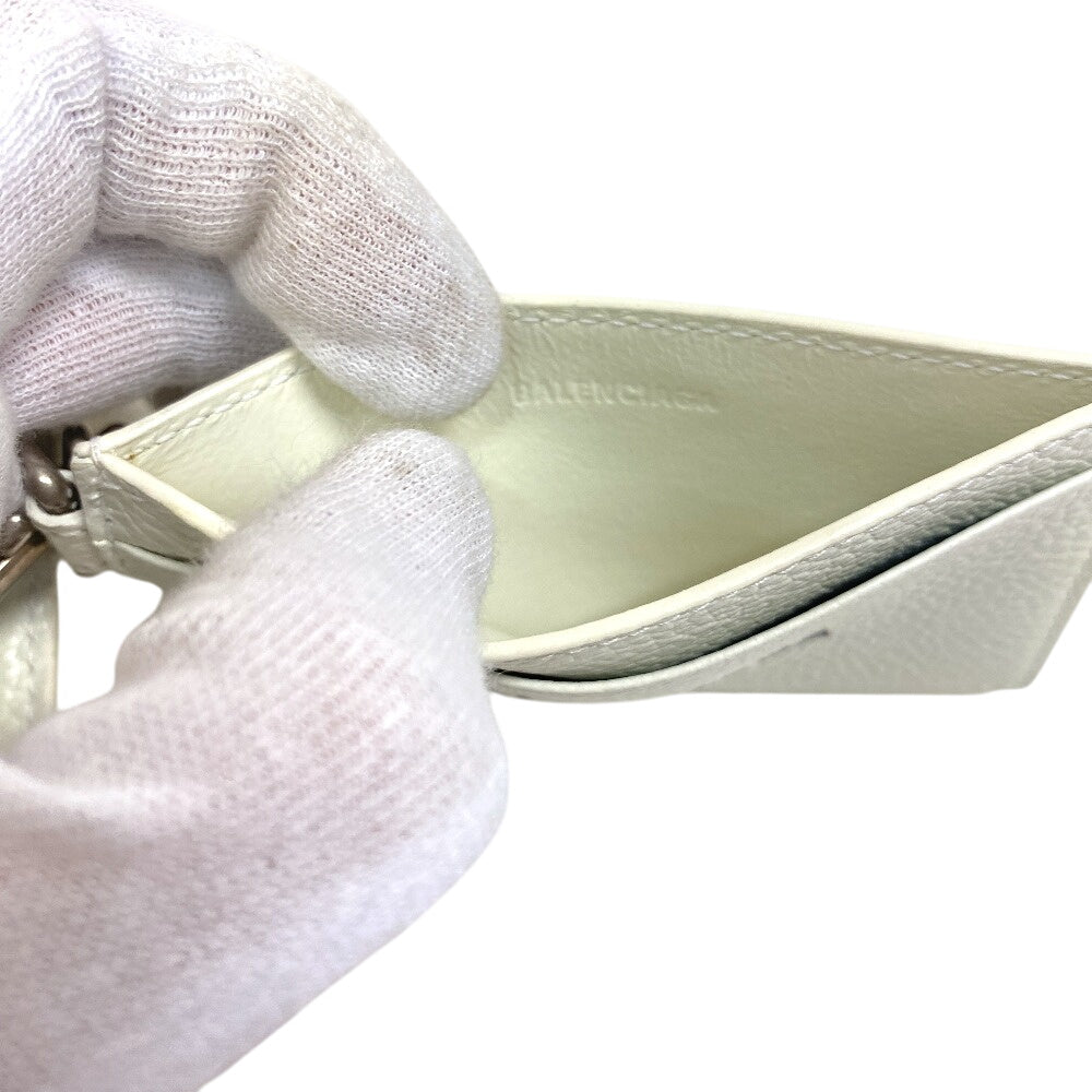 BALENCIAGA Pouch 659783 leather white 1IZIM Travel pouch logo cash pouch Card Case Women(Unisex) Used Authentic