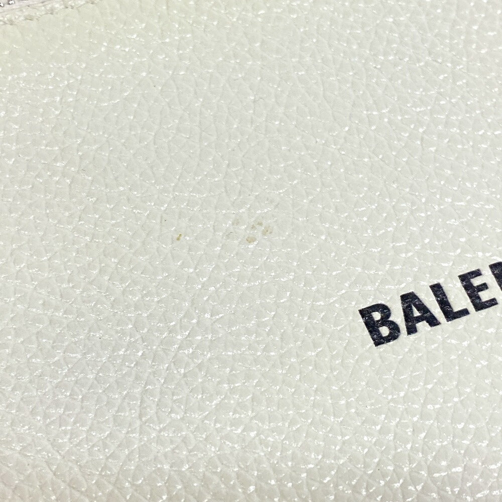 BALENCIAGA Pouch 659783 leather white 1IZIM Travel pouch logo cash pouch Card Case Women(Unisex) Used Authentic