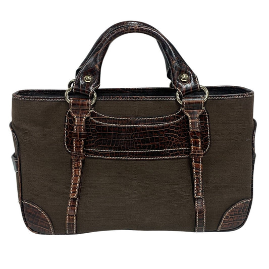 CELINE Handbag Leather, Canvas Brown Croco embossed Boogie bag Women Used Authentic