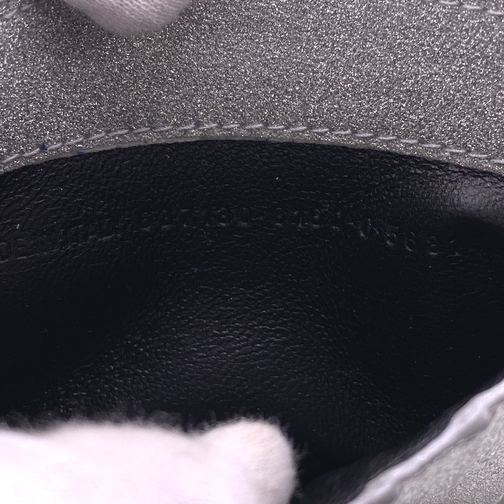 BALENCIAGA Coin case 637130 leather Silver Fragment case Glitter Women Used Authentic