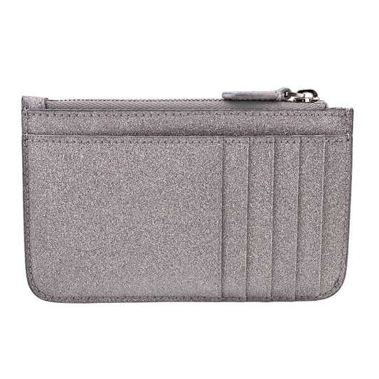 BALENCIAGA Coin case 637130 leather Silver Fragment case Glitter Women Used Authentic