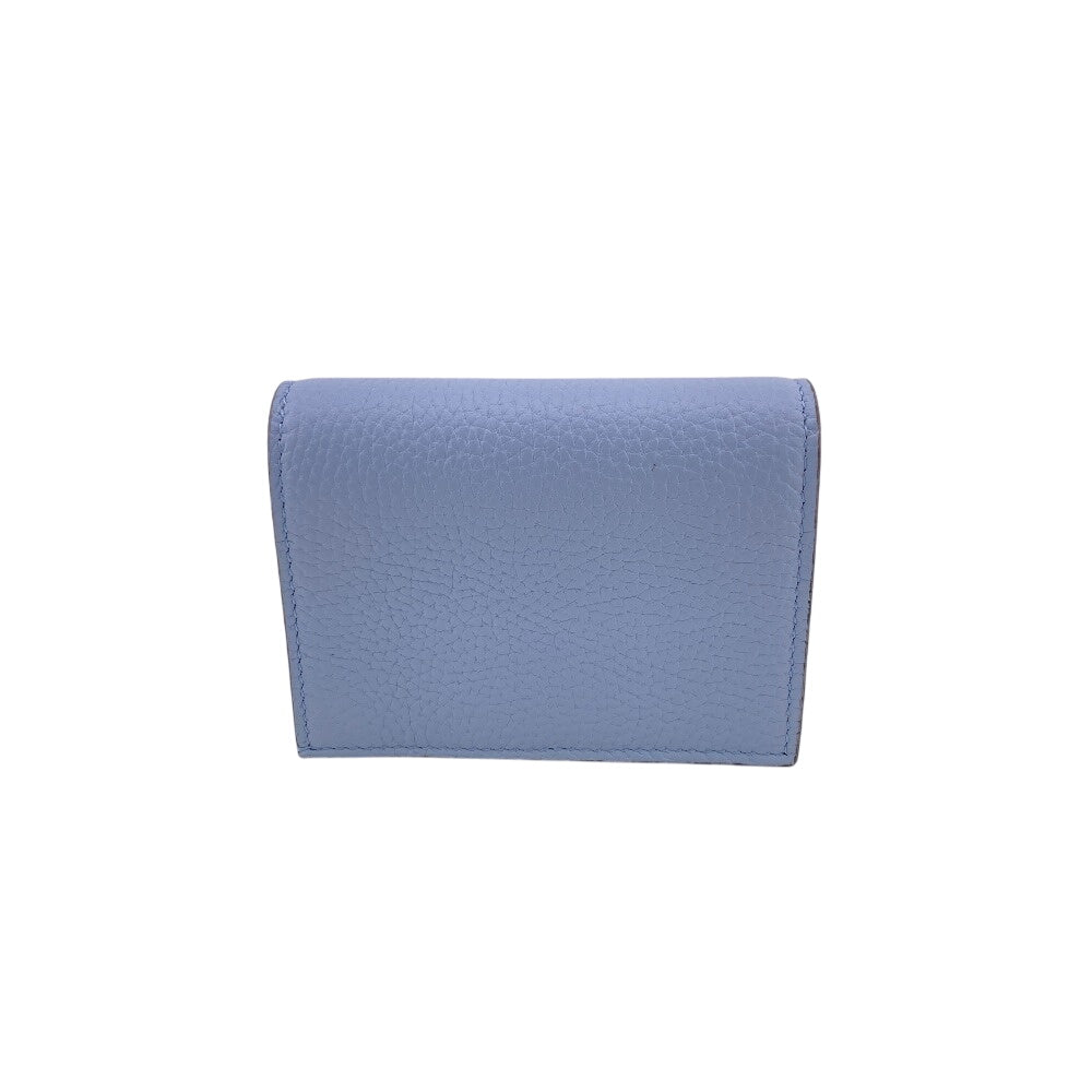 GUCCI Bifold Wallet 746059 leather blue Compact wallet Interlocking G Women Used Authentic