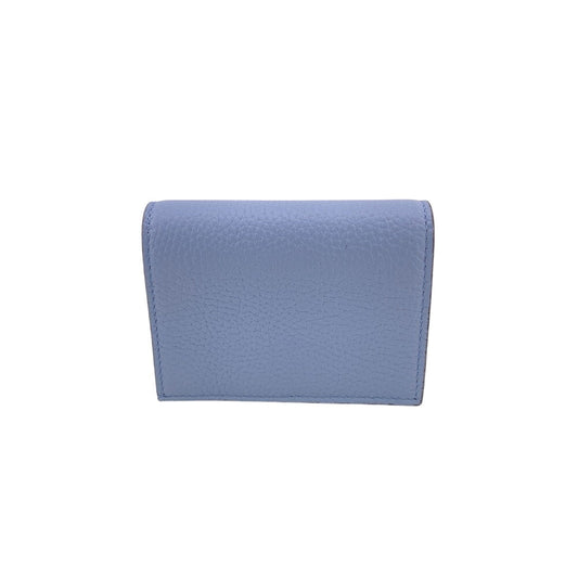 GUCCI Bifold Wallet 746059 leather blue Compact wallet Interlocking G Women Used Authentic