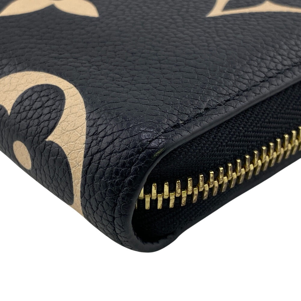 LOUIS VUITTON Long Wallet Purse M80481 leather black Zip Around Monogram Ann Platt Zippy Wallet Bicolor Women Used Authentic