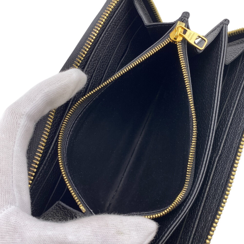 LOUIS VUITTON Long Wallet Purse M80481 leather black Zip Around Monogram Ann Platt Zippy Wallet Bicolor Women Used Authentic