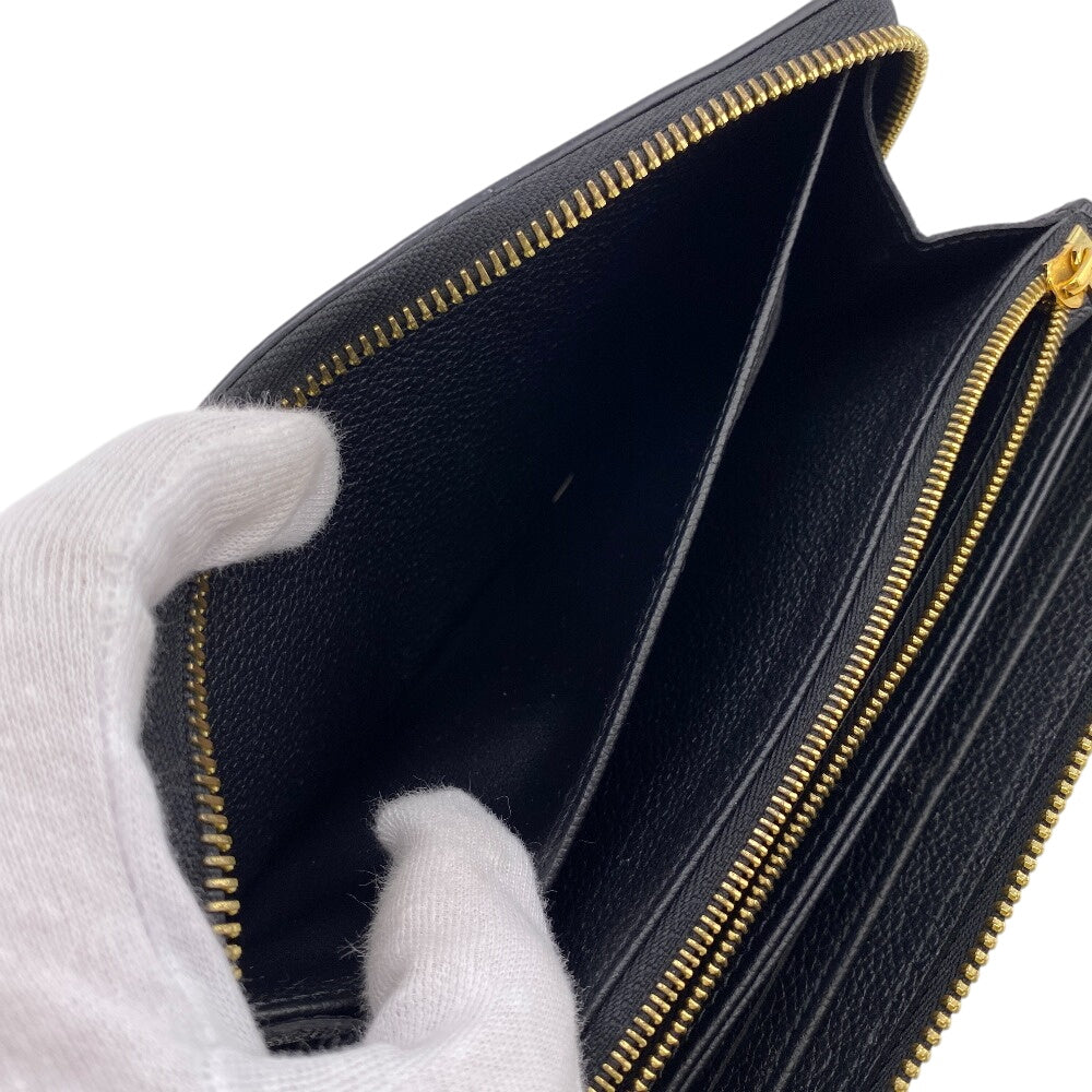 LOUIS VUITTON Long Wallet Purse M80481 leather black Zip Around Monogram Ann Platt Zippy Wallet Bicolor Women Used Authentic