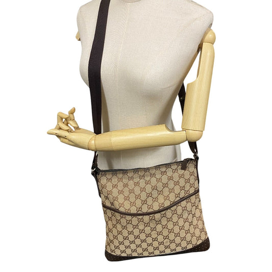 GUCCI Shoulder Bag 145857 GG canvas, leather beige GG canvas Women(Unisex) Used Authentic