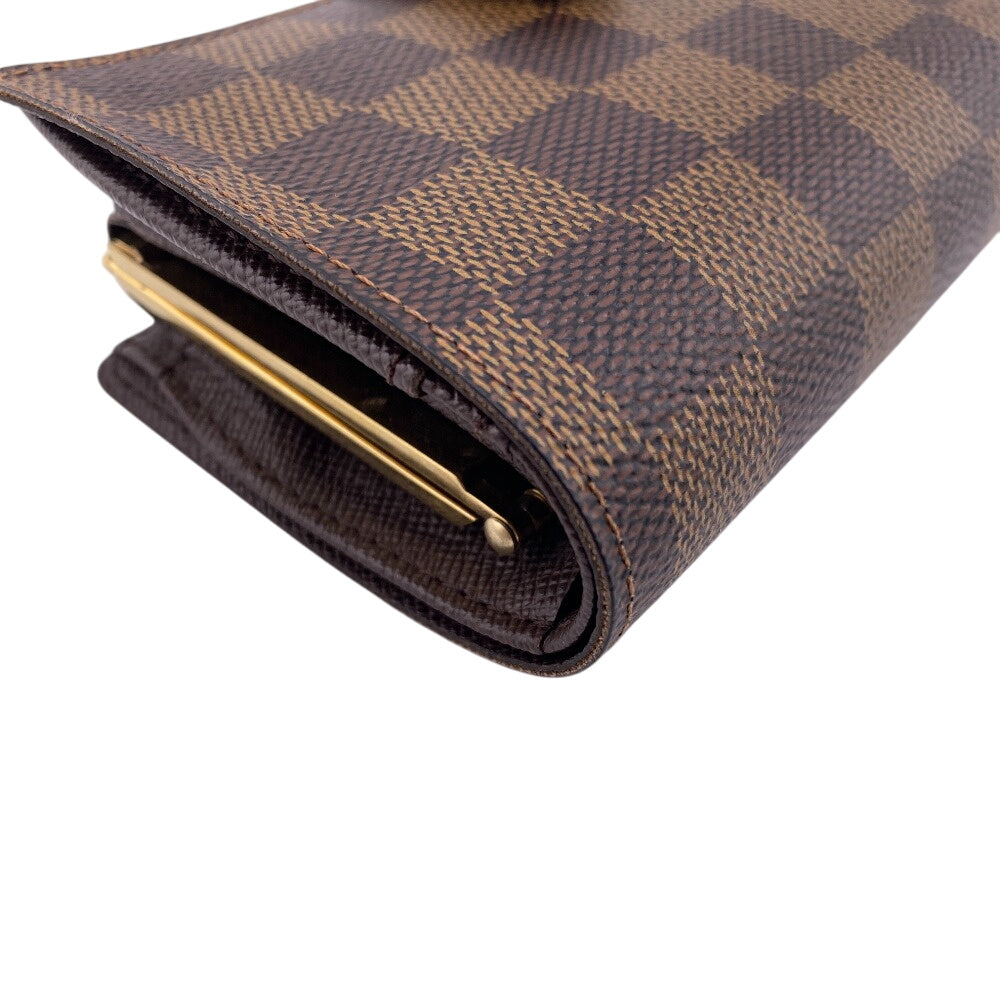 LOUIS VUITTON Bifold Wallet N61664 Damier Brown Damier Porto Monnaie Bien-Vienois Ebene Women Used Authentic