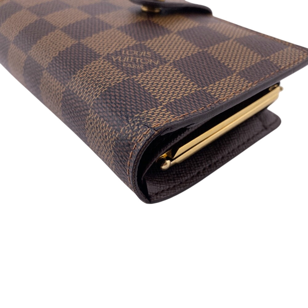 LOUIS VUITTON Bifold Wallet N61664 Damier Brown Damier Porto Monnaie Bien-Vienois Ebene Women Used Authentic