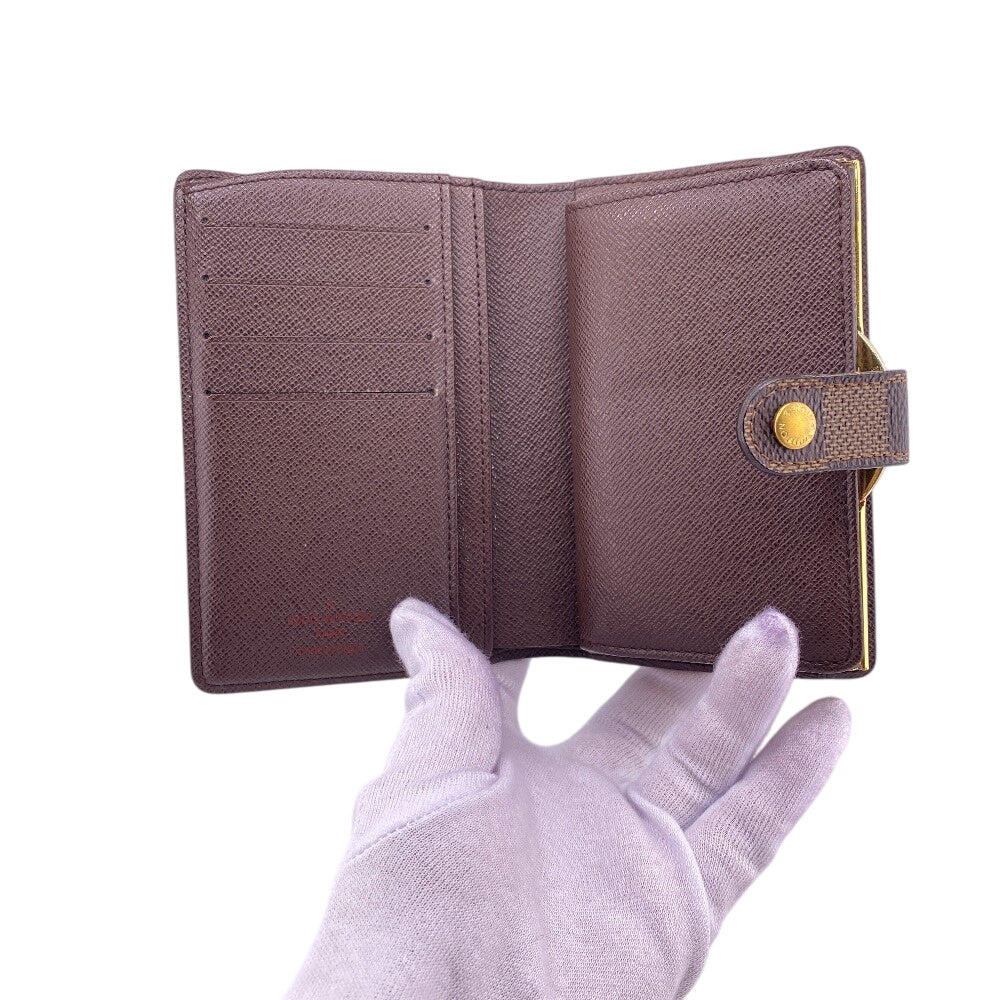 LOUIS VUITTON Bifold Wallet N61664 Damier Brown Damier Porto Monnaie Bien-Vienois Ebene Women Used Authentic