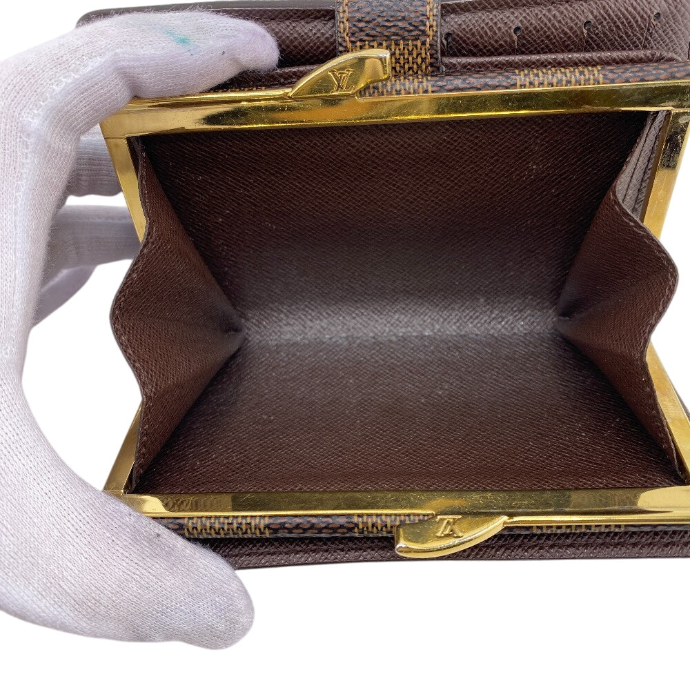 LOUIS VUITTON Bifold Wallet N61664 Damier Brown Damier Porto Monnaie Bien-Vienois Ebene Women Used Authentic