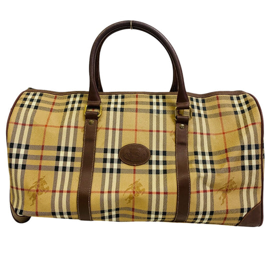 Burberrys Boston Duffel bag PVC, Leather beige Hand Bag Travel Bag check unisex(Unisex) Used Authentic