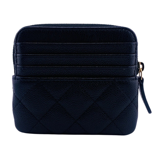 CHANEL Coin case Caviar skin black Fragment case Caviar skin Matrasse Women Used Authentic