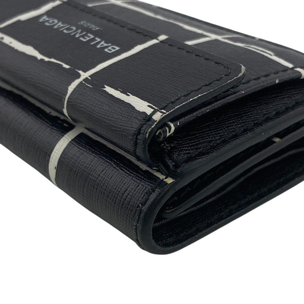 BALENCIAGA Tri-fold wallet leather black Compact wallet(Unisex) Used Authentic