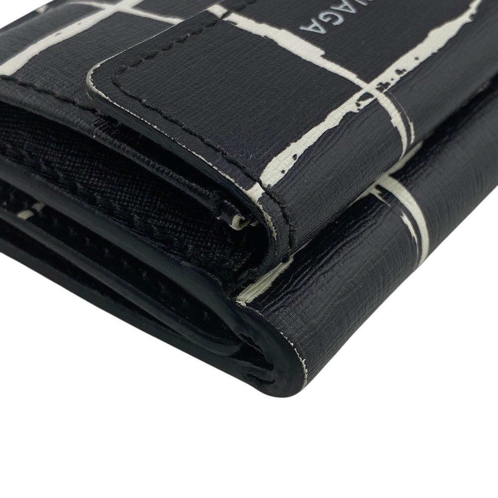 BALENCIAGA Tri-fold wallet leather black Compact wallet(Unisex) Used Authentic