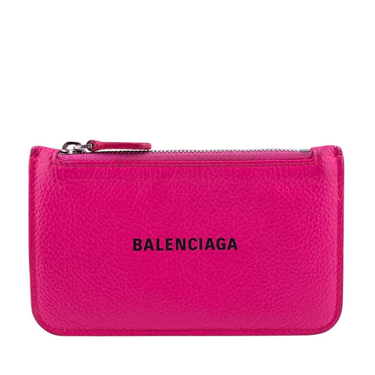 BALENCIAGA Coin case Grain Calfskin Leather pink Grain calfskin Cash Large Long Coin and Card Holder Women Used Authentic