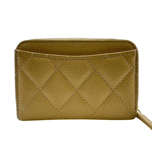 CHANEL Coin case Caviar skin beige Matrasse COCO Mark