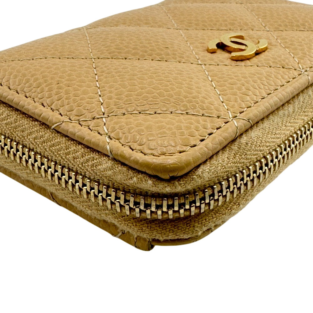 CHANEL Coin case Caviar skin beige Matrasse COCO Mark