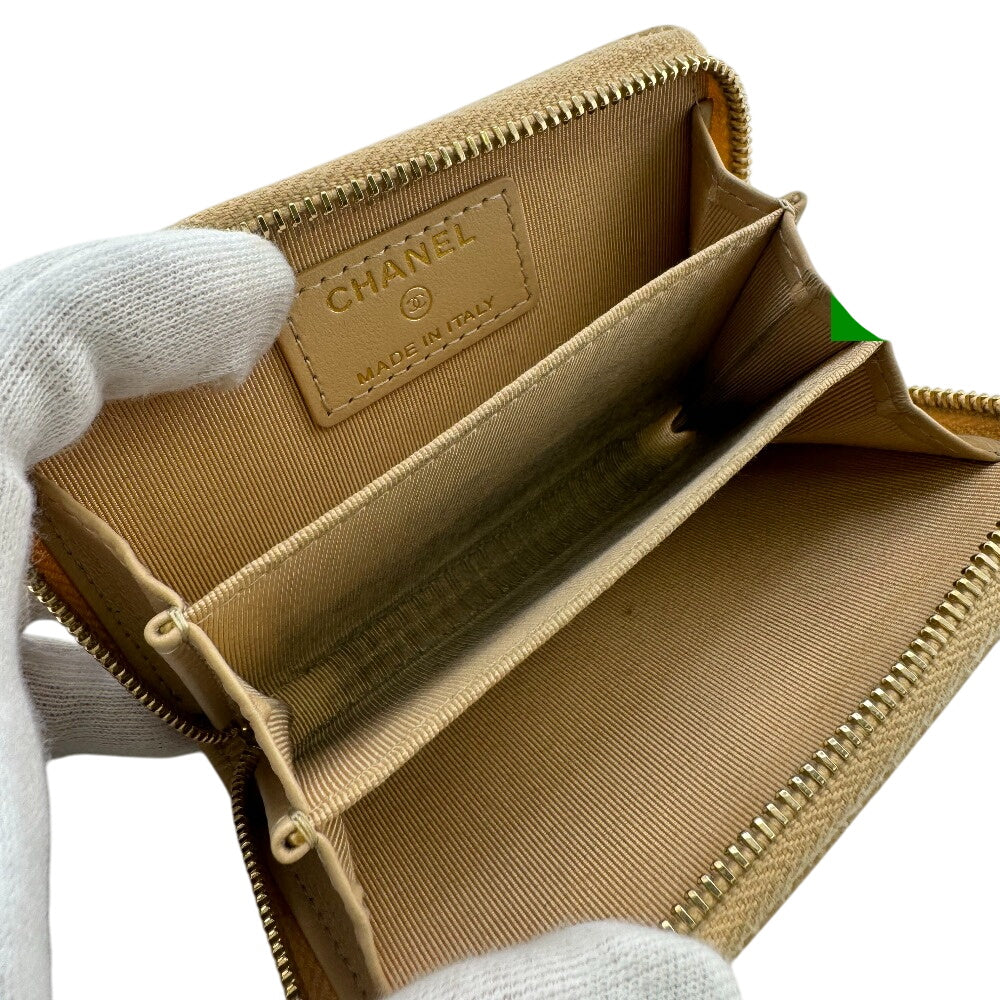CHANEL Coin case Caviar skin beige Matrasse COCO Mark