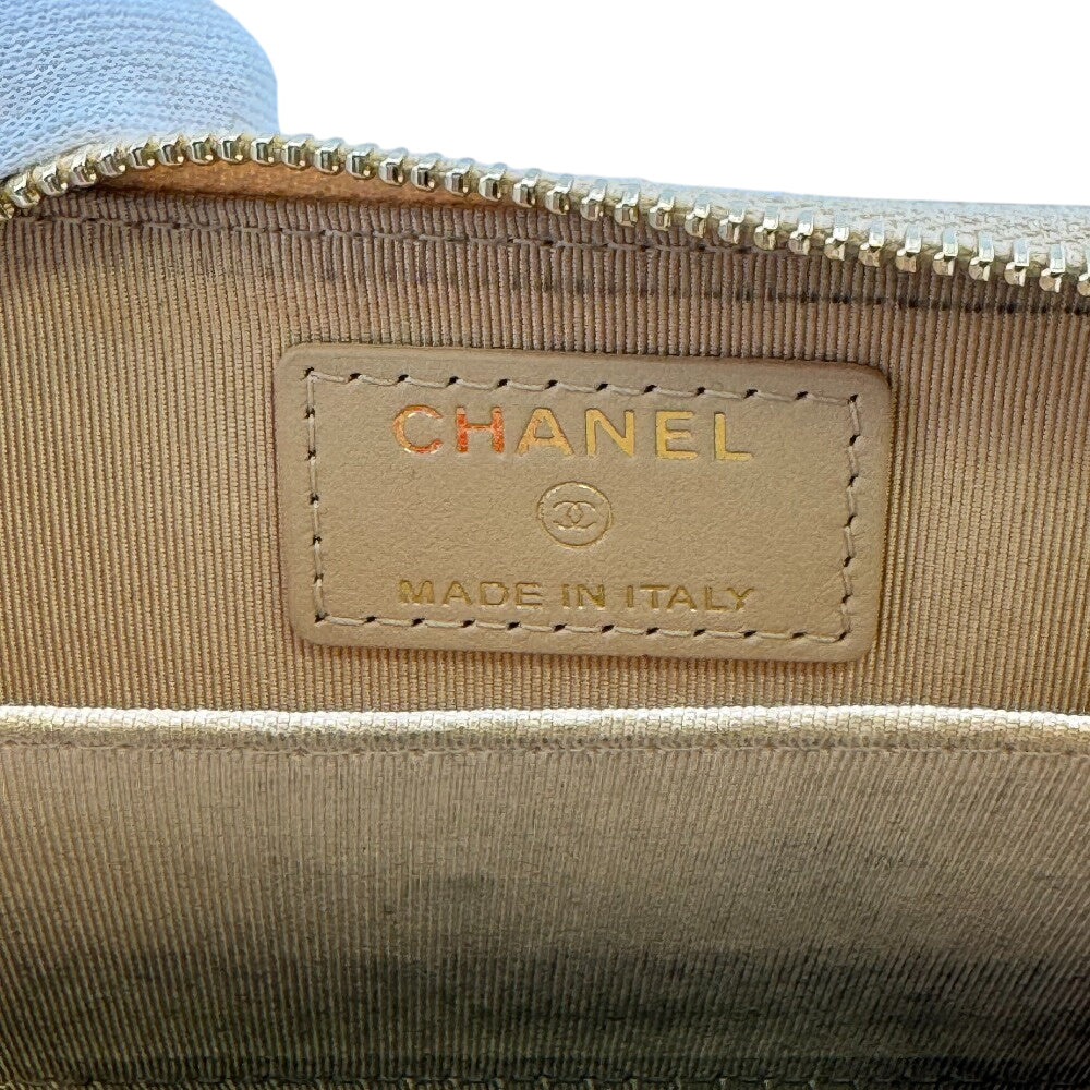 CHANEL Coin case Caviar skin beige Matrasse COCO Mark