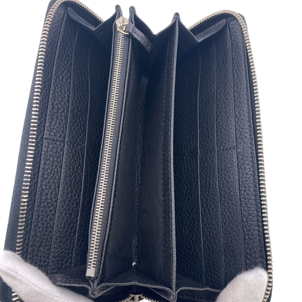 GUCCI Long Wallet Purse 771154 leather black GUCCI logo zip around wallet mens Used Authentic